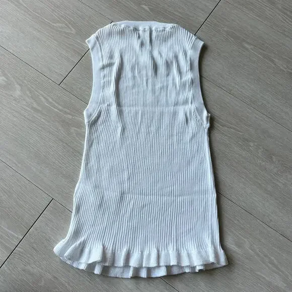 J Crew Ruffle Trim Shell Tank Top In Premium Ultra Fine Cotton XXS White Flaw - Picture 3 of 12